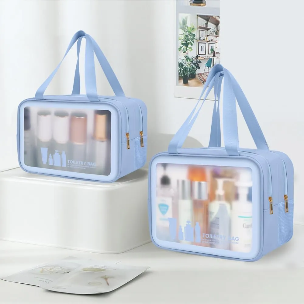 Toiletry Bag for Women Men, Translucent Dry-wet Separation Toiletries Bag Makeup Bag Travel Bag for Toiletries, Cosmetics, Travel Essentials, Toiletry Bags for Women Traveling(Blue)
