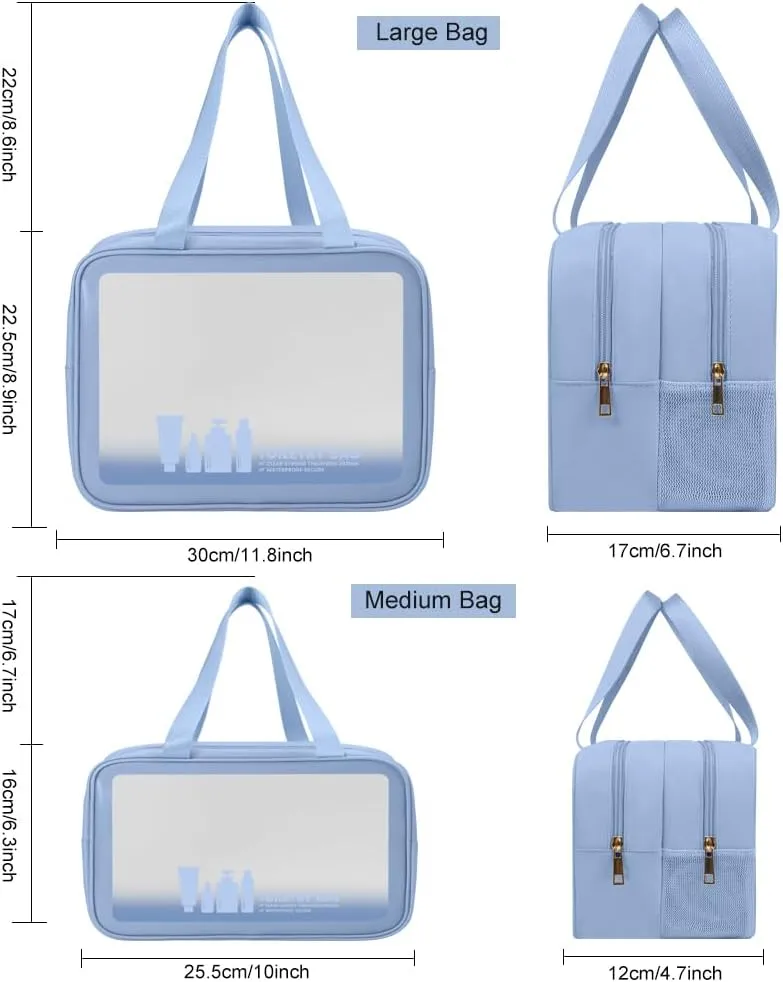Toiletry Bag for Women Men, Translucent Dry-wet Separation Toiletries Bag Makeup Bag Travel Bag for Toiletries, Cosmetics, Travel Essentials, Toiletry Bags for Women Traveling(Blue)