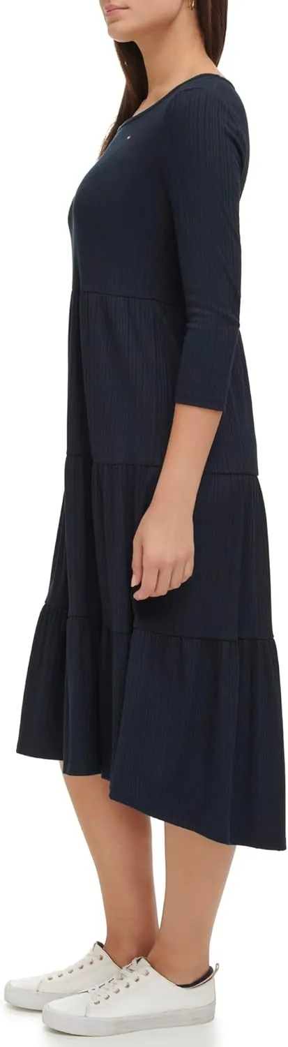 Tommy Hilfiger Women's Tiered Stripe Midi Dress