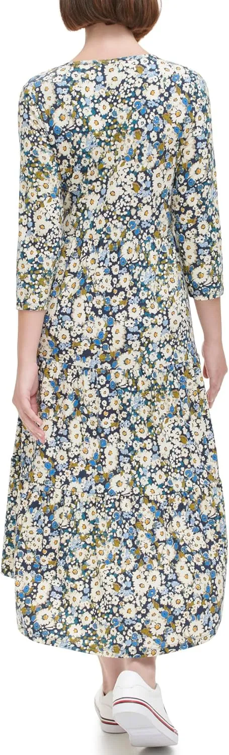 Tommy Hilfiger Women's Tiered Stripe Midi Dress