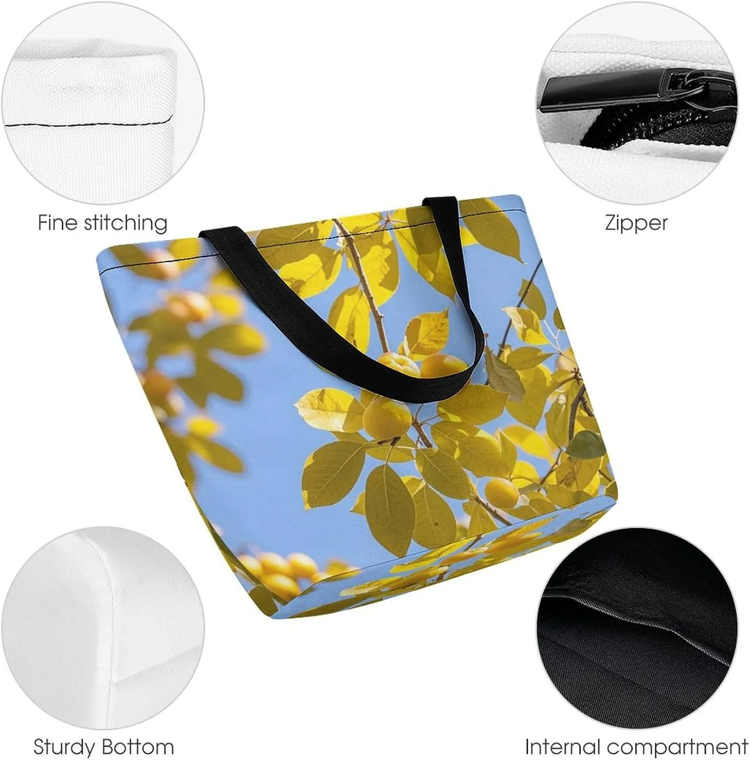 Tote Bag for Women Grocery Bag Ocean Beach Theme Foldable Shopping Bags Reusable Large Tote Bag
