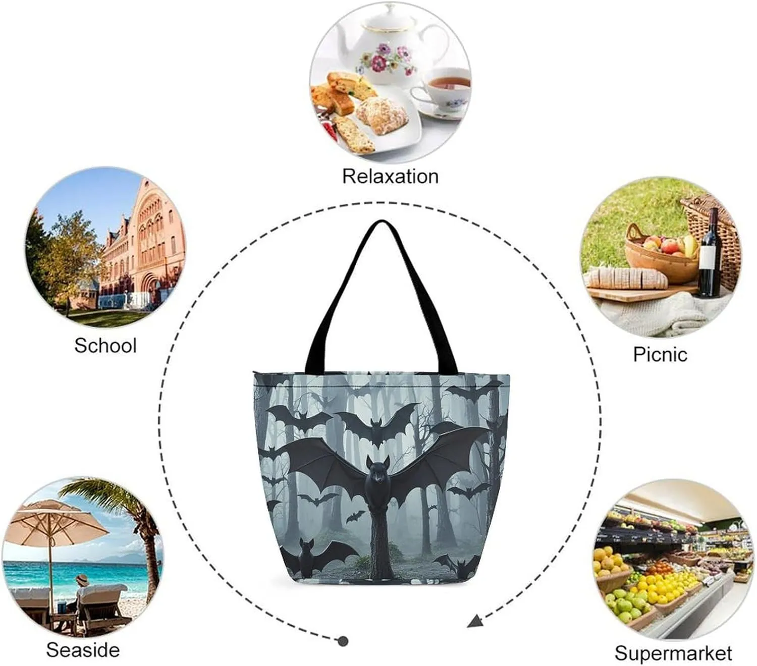 Tote Bag for Women Grocery Bag Red Heads Cranes Foldable Shopping Bags Reusable Large Tote Bag