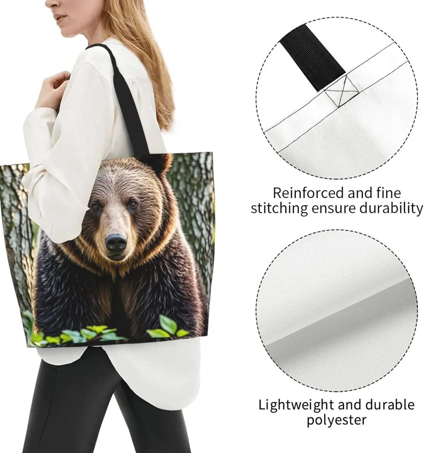Tote Bag for Women Northern Lights Grocery Bag Foldable Shopping Bags Reusable Large Tote Bag
