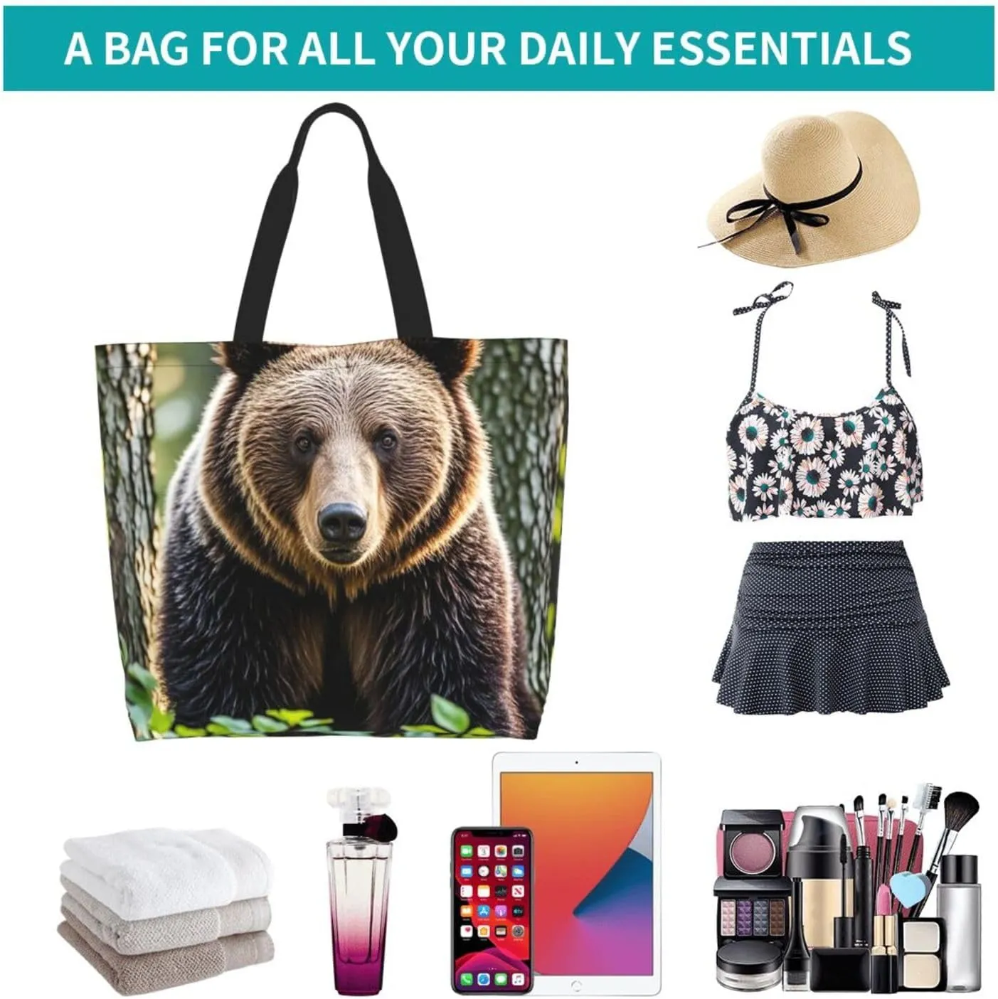 Tote Bag for Women Northern Lights Grocery Bag Foldable Shopping Bags Reusable Large Tote Bag