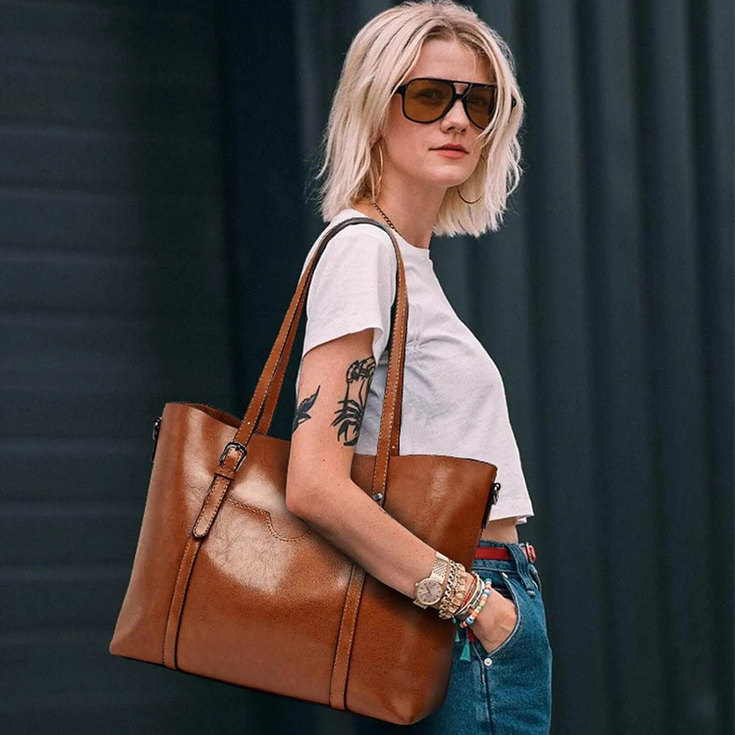 Tote Bag For Women Retro Hobo Handbags Woman Large Designer Ladies Bag Pocket Purse Leather For Daily Shopping Travel U