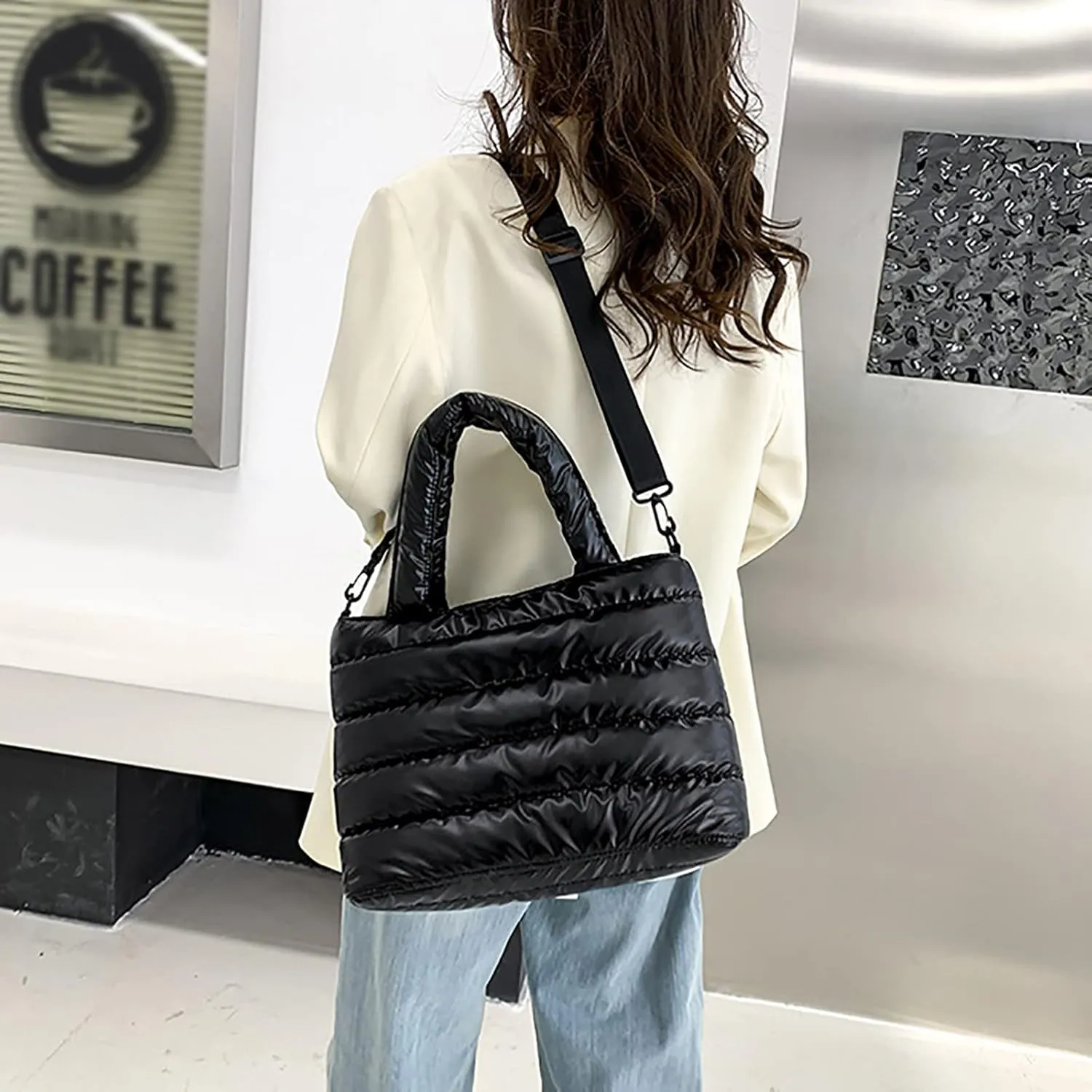 Tote Bag For Women Work Large Quilted Shoulder Bag Carryall Puffer Hobo Bag For Family Friends Travel College