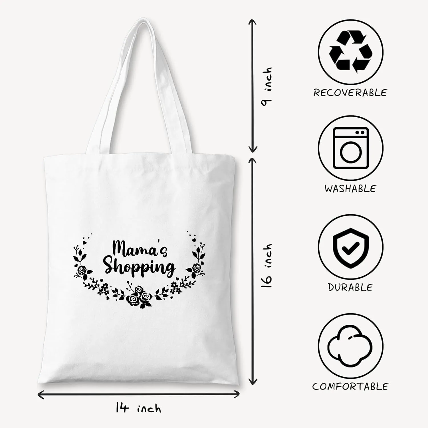 Tote Bag Gifts for Mother Grandma,Canvas Bag Reusable Shopping Bags,Birthday Christmas Mothers Day Practical Gifts.