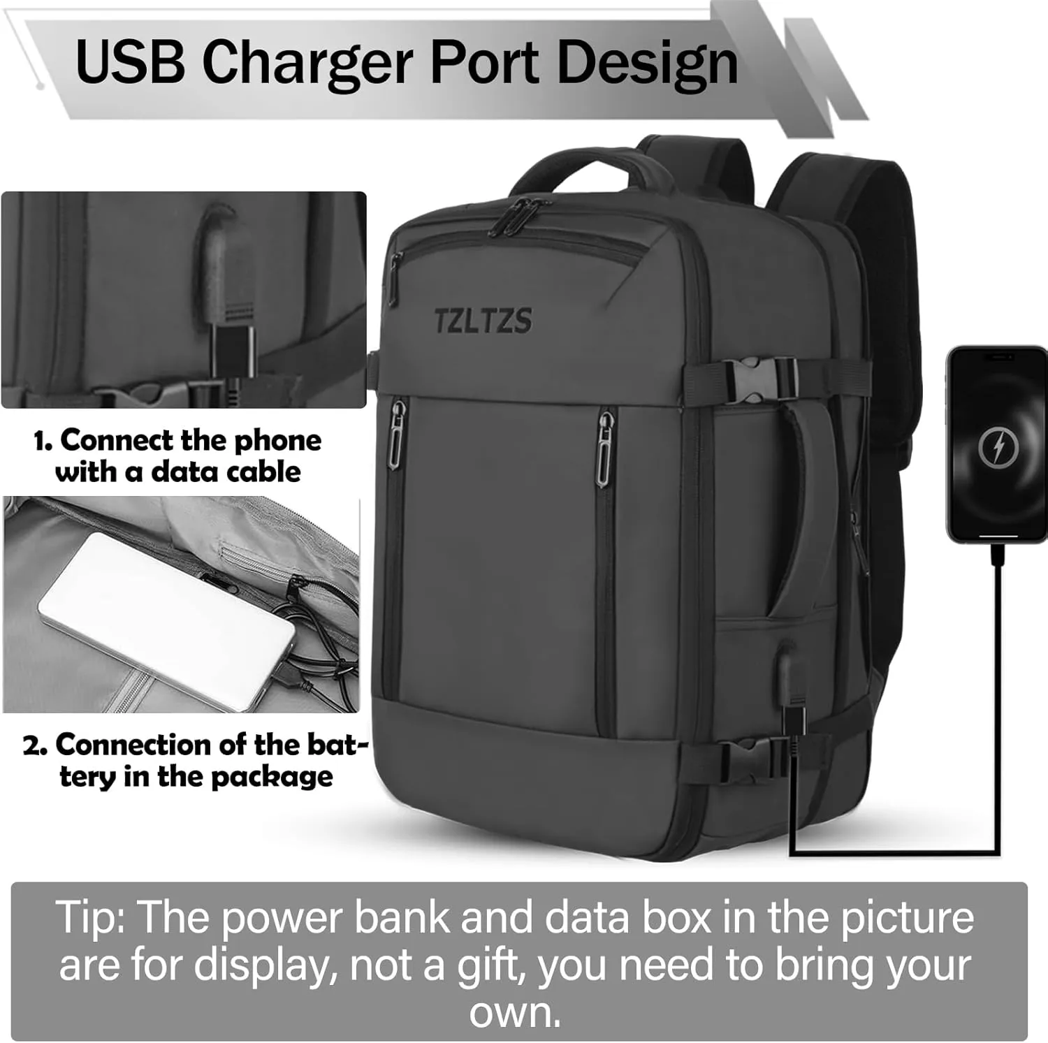 Travel Backpack, Carry-on Backpack Bag Luggage, 17.3Inch Laptop Backpack with USB Charging Port&Shoes Compartment, Anti Theft Waterproof, Casual Daypack for School Weekender Business Trip,Black