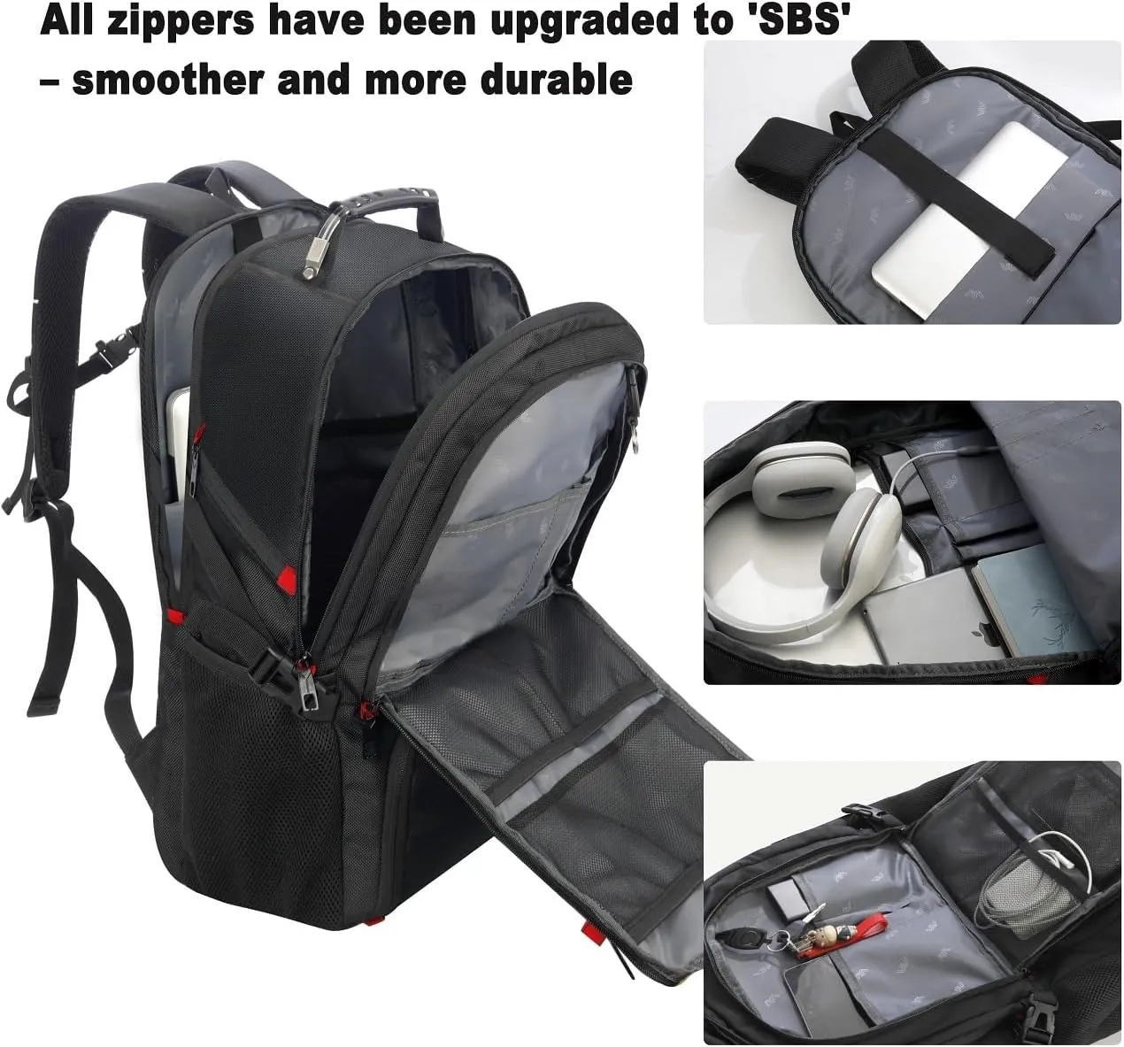 Travel Business Laptop Backpack for 18.4in PC with Shoe Compartment USB Charging Port,Sport Gym Bag for College Hiking Camping,Waterproof School Bookbag for Men Women Boys,Black