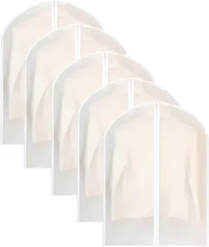 Travel Garment Bag, Plastic Clothes Covers, Thickened PEVA Material, Transparent and Visible, Suitable for Shirts, Sweaters, Jackets (5 Pieces)(60x140cm x55in)