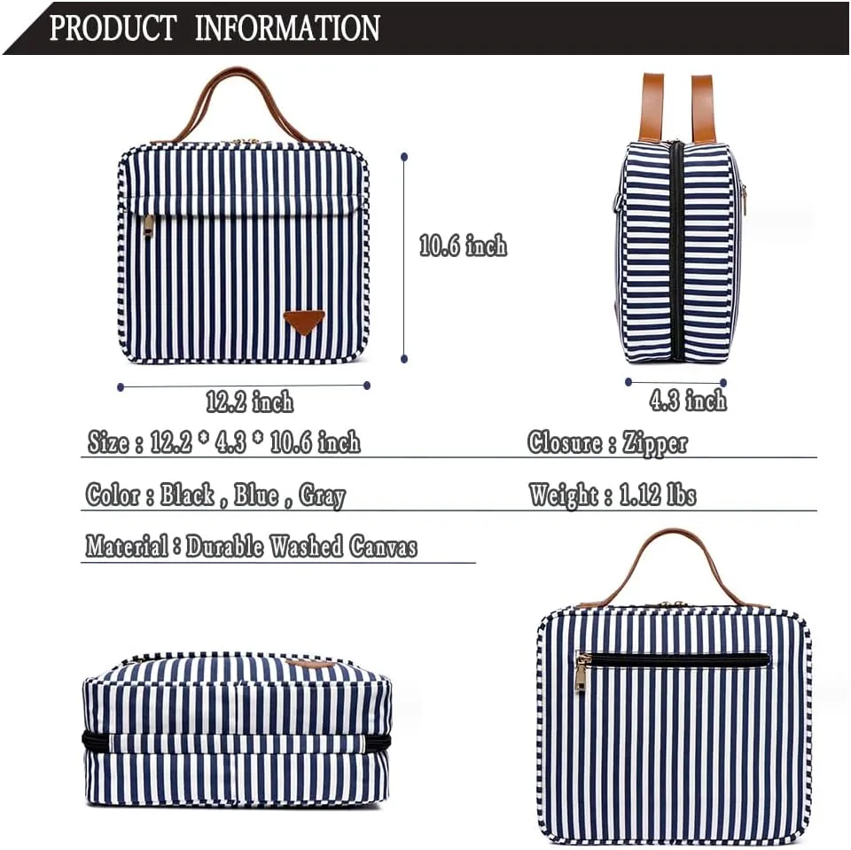Travel Hanging Toiletry Organizer Cosmetics Makeup Bag for Women Large Toiletries Kit Set Organizer for Accessories Gray
