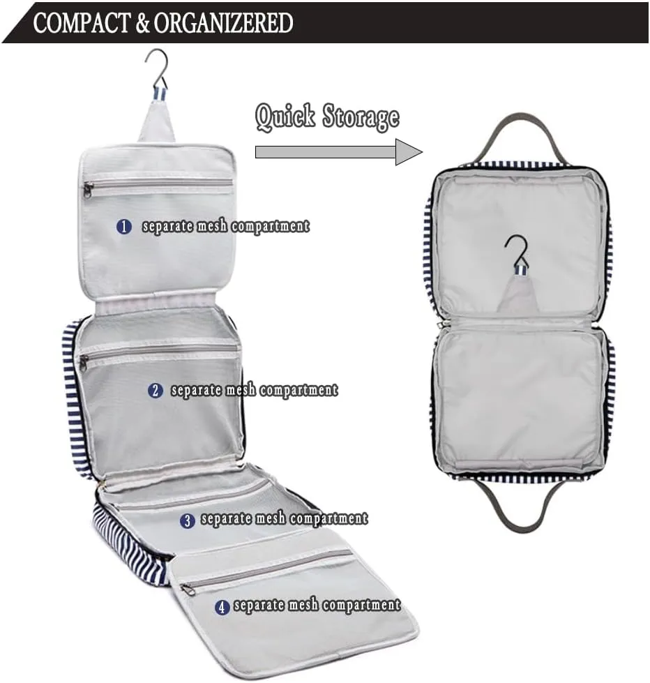 Travel Hanging Toiletry Organizer Cosmetics Makeup Bag for Women Large Toiletries Kit Set Organizer for Accessories Gray