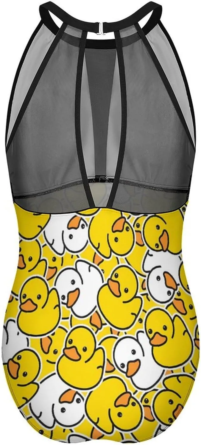 Tummy Control Swimsuits for Women Slimming One Piece Bathing Suit Retro Halter Push Up Swimwear