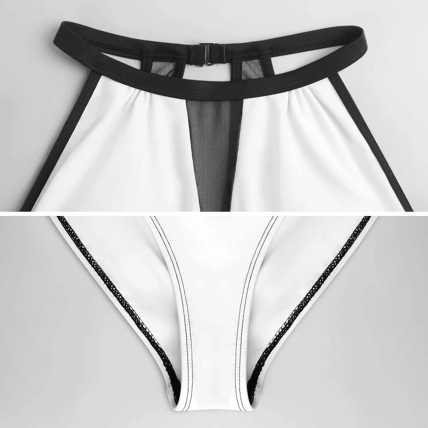 Tummy Control Swimsuits for Women Slimming One Piece Bathing Suit Retro Halter Push Up Swimwear
