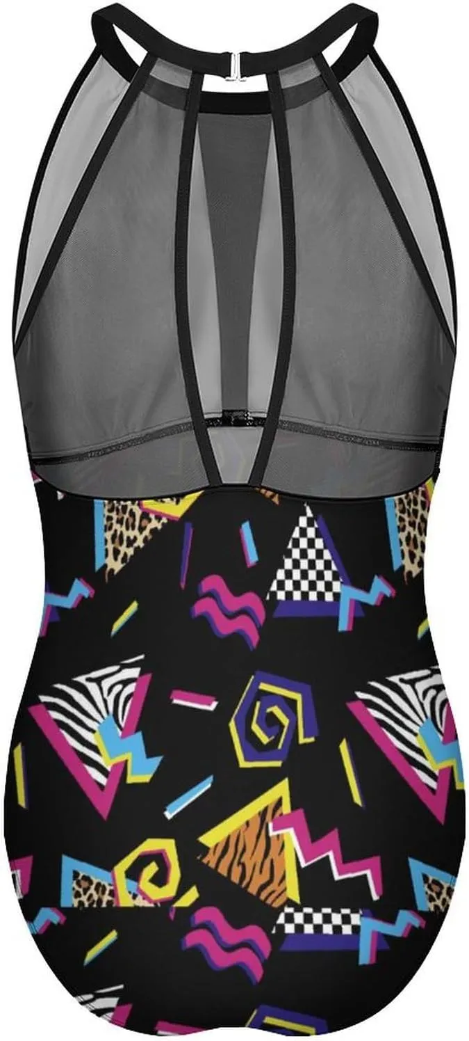 Tummy Control Swimsuits for Women Slimming One Piece Bathing Suit Retro Halter Push Up Swimwear