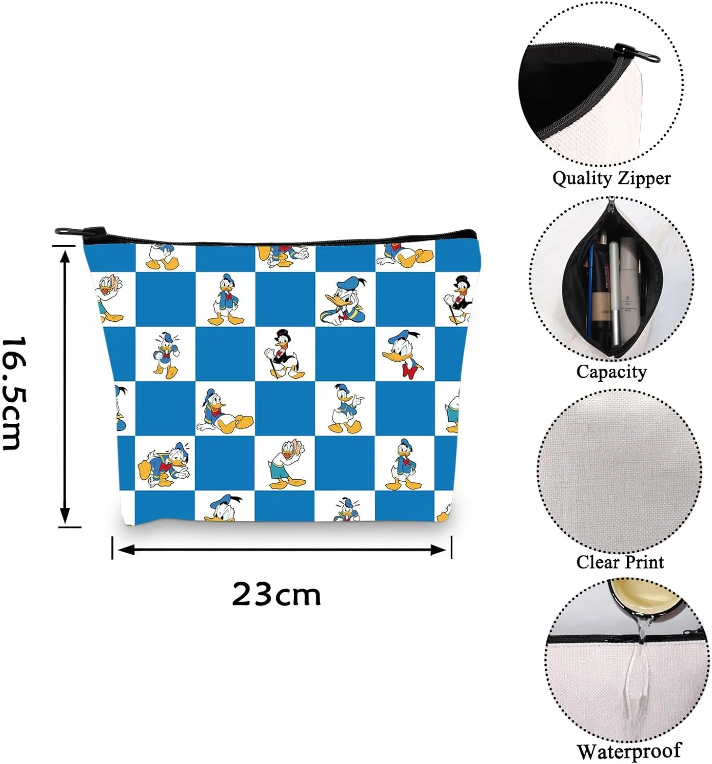 VAMSII Funny Duck Cosmetic Makeup Bag Duck Lover Gifts Donald Inspired Gifts (Donald lattice)