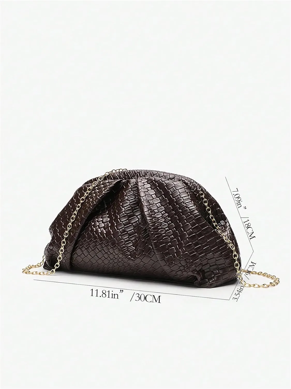 Verdusa Women's Braided Metal Chain Clutch Purses Vintage PU Leather Woven Evening Bags