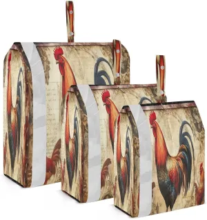 Vintage Rooster Painting Packing Cubes for Travel 3 Set Compression Packing Cube Luggage Bags for Travel Accessories