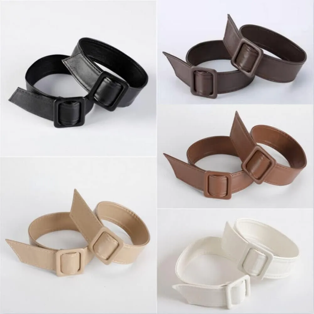 Women 1 Pair Leather Jacket Sleeve Band with Adjustable Buckle Trench Coat Sleeve Tab Cuff Belt Coat Accessories