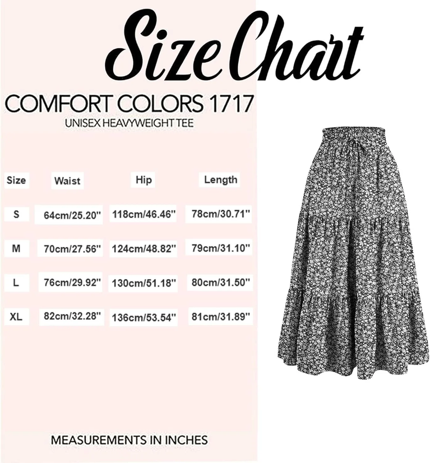 Women Casual Boho Floral Maxi Skirt Elastic High Waist Tiered Pleated Flowy Long Summer Beach Skirt