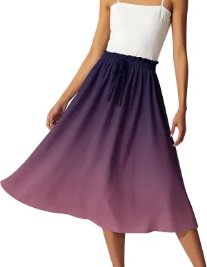 Women Floral Maxi Skirt- Smocked High Waist Cotton Flowy Long Skirts Summer Boho Beach Hawaiian Vacation A Line Skirt