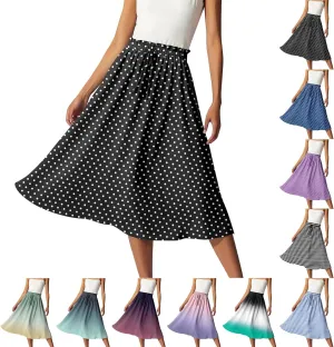 Women Floral Maxi Skirt- Smocked High Waist Cotton Flowy Long Skirts Summer Boho Beach Hawaiian Vacation A Line Skirt