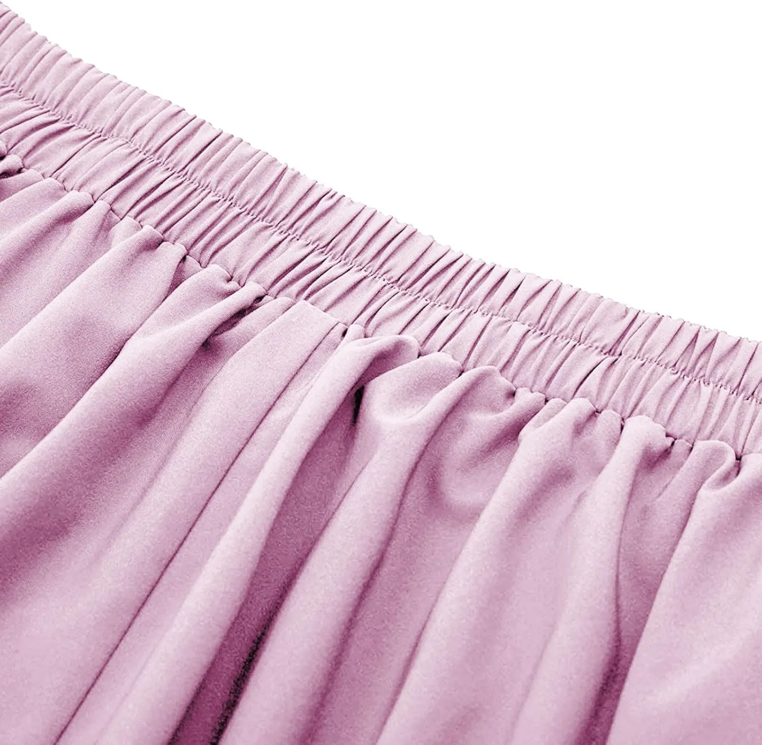 Women Midi Skirt Button High Waisted Elastic Casual Solid Color Pleated Knee Length Flowy A Line Skirts