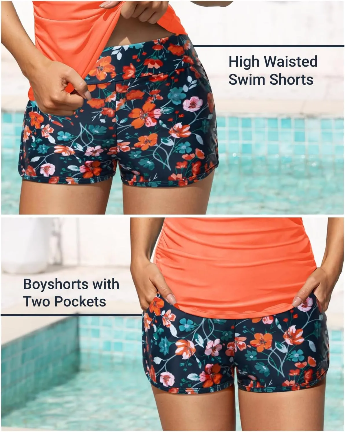 Women Tankini Swimsuit with Shorts - Two Piece Tummy Control Bathing Suit Twist Knot Swimwear 2025 with Pockets