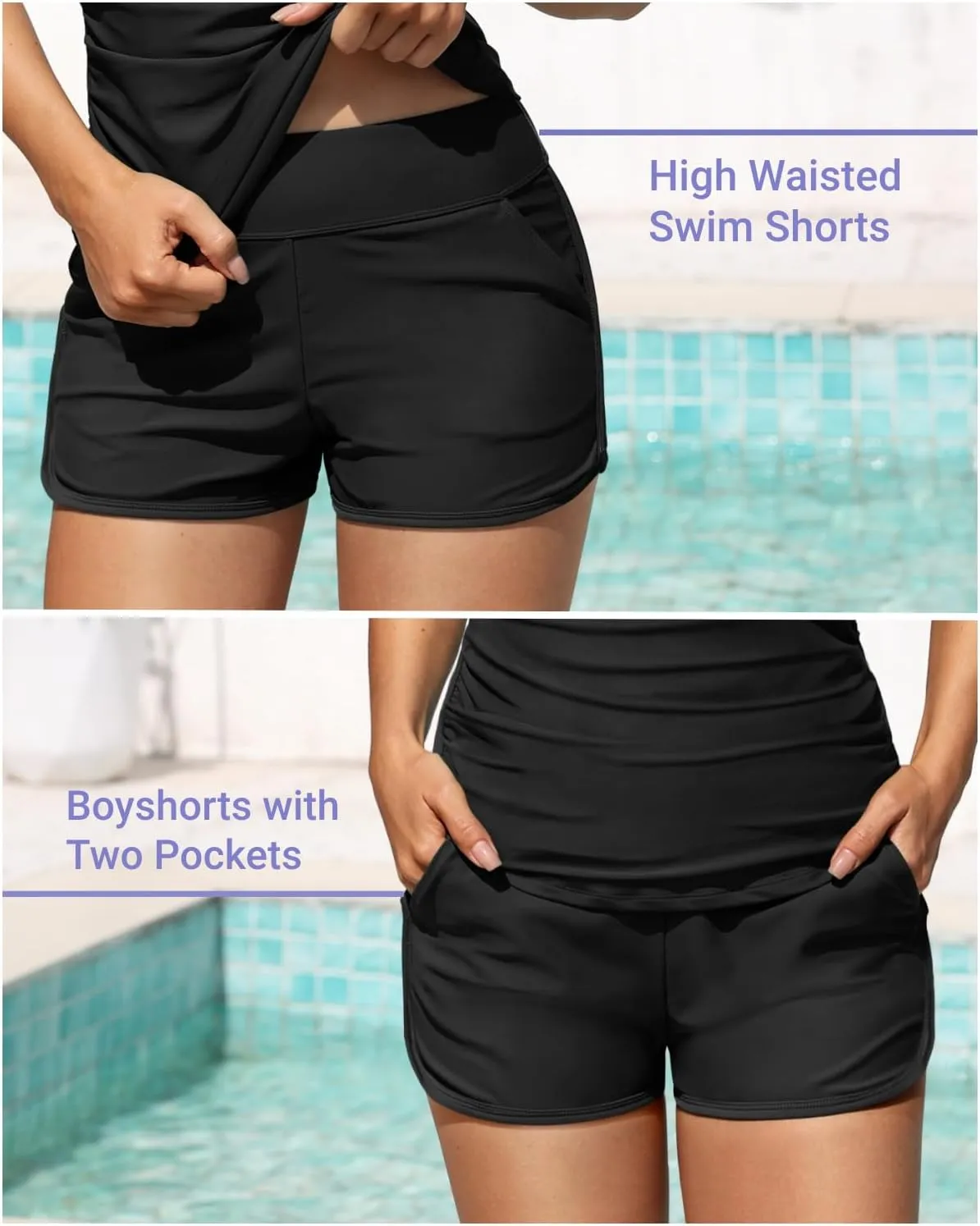 Women Tankini Swimsuit with Shorts - Two Piece Tummy Control Bathing Suit Twist Knot Swimwear 2025 with Pockets