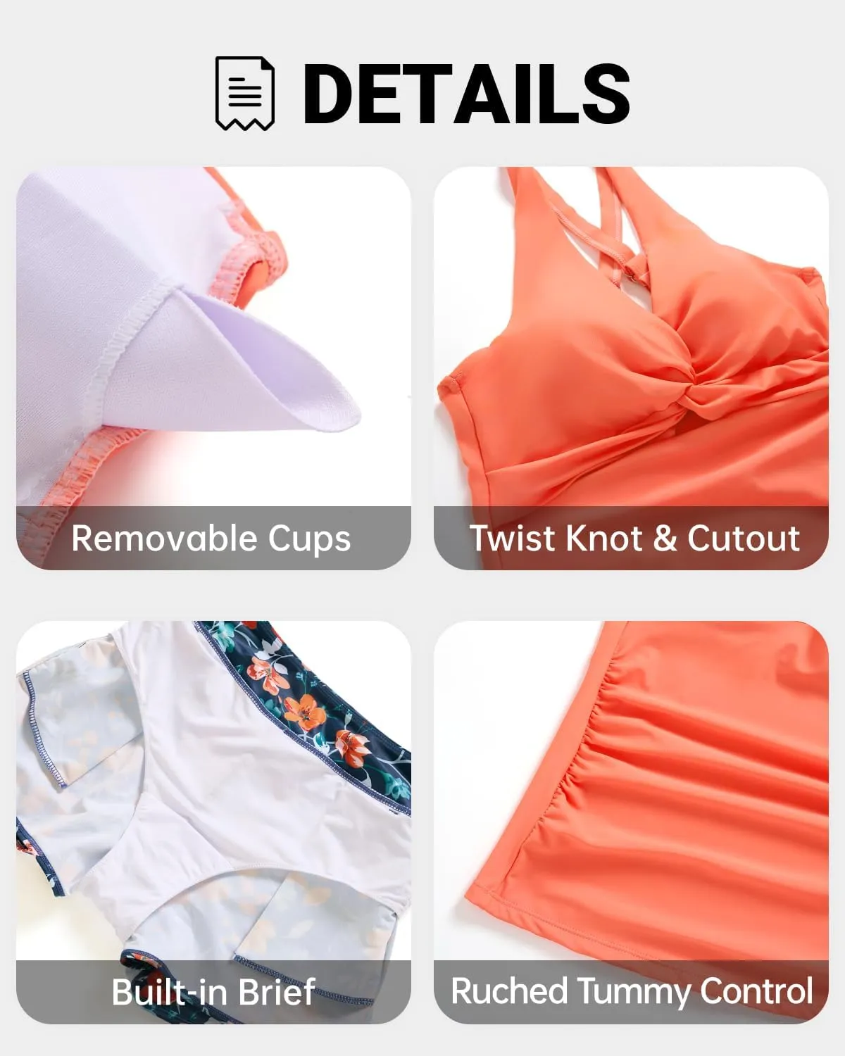 Women Tankini Swimsuit with Shorts - Two Piece Tummy Control Bathing Suit Twist Knot Swimwear 2025 with Pockets