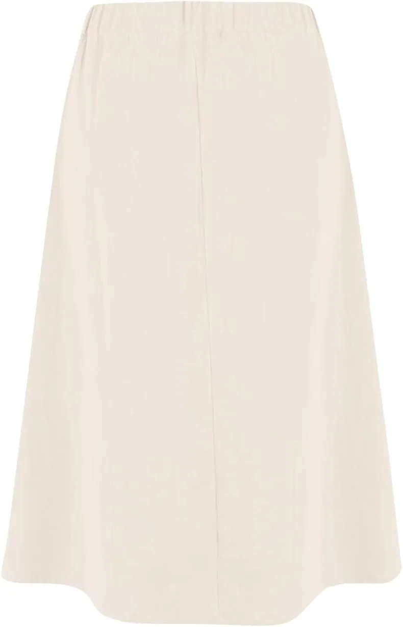 Womens A Line Midi Skirt Vintage Front Button Swing Skirt Summer Casual High Waisted Pleated Midi Skirt with Pockets