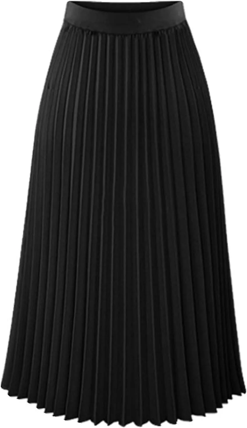Women's Beach Vacation Clothes Summer Casual Loose Trendy Elastic High Waist Solid Color Pleated Midi Skirts, S-XL