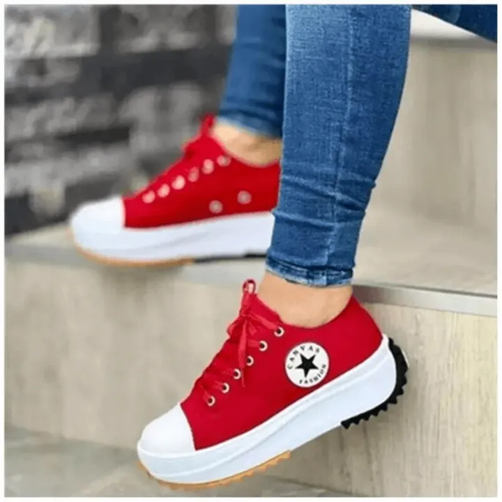 Women's Breathable Canvas Lace-Up Sneakers
