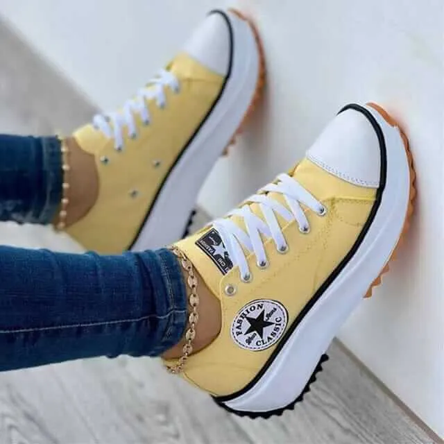 Women's Breathable Canvas Lace-Up Sneakers