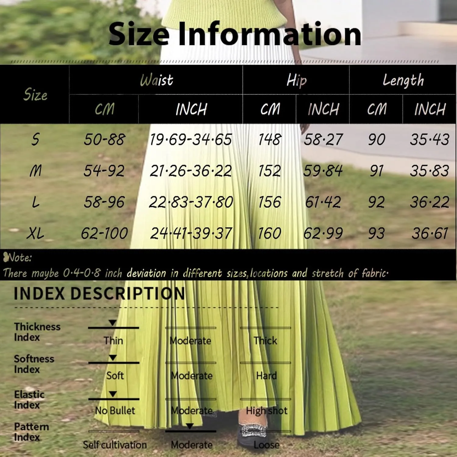 Women's Casual Pleated Gradient Summer High Waist A-line Swing Floor-Length Beach Skirt