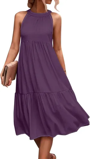 Womens Dresses Patchwork High Waisted Loose Swing Womens Dresses Tea Party Dresses for Woman Maxi