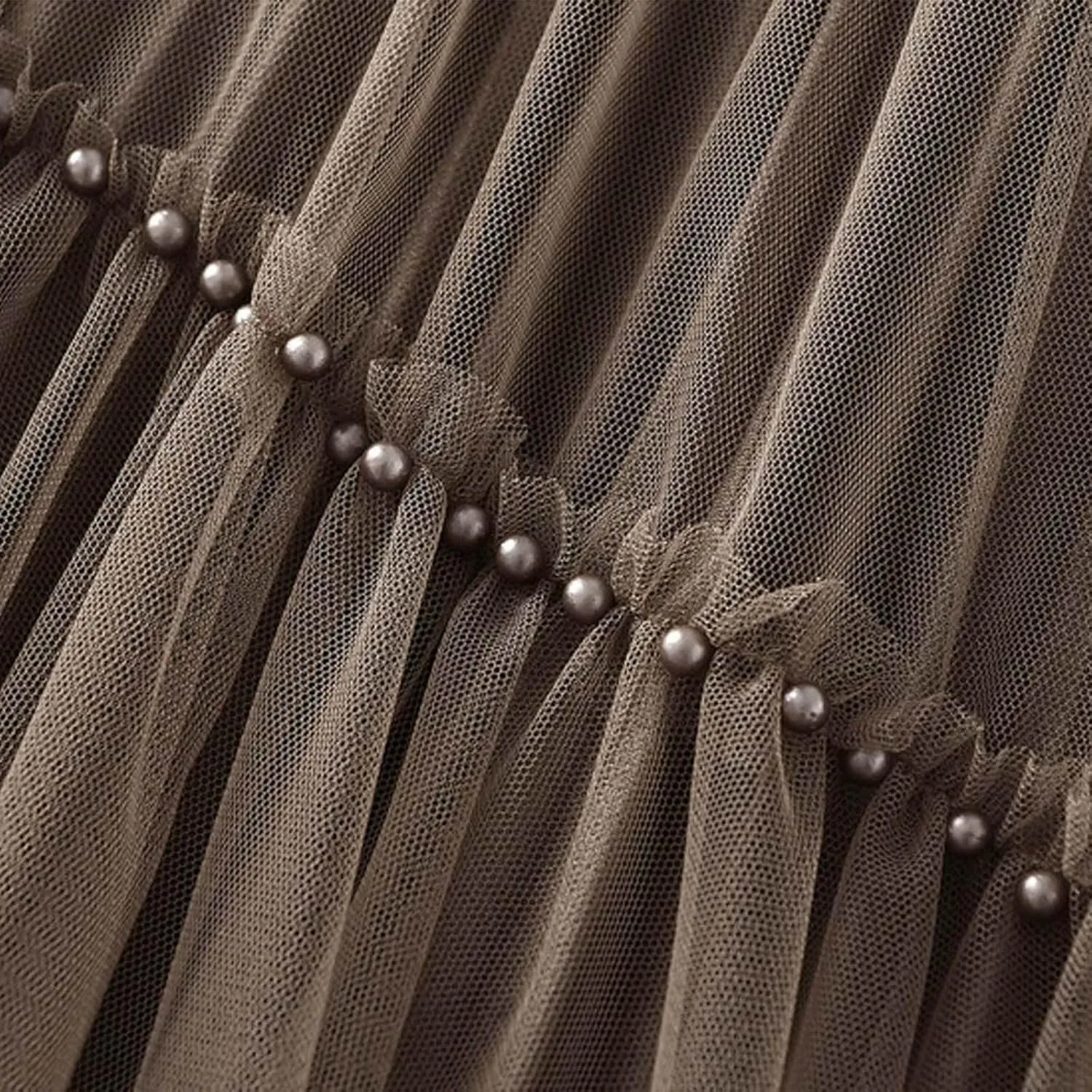 Womens Irregular Tulle Midi Skirts High Waisted Elastic Waisted Pleated Layered Fluffy Skirts Comfy Mesh Fairy Skirts