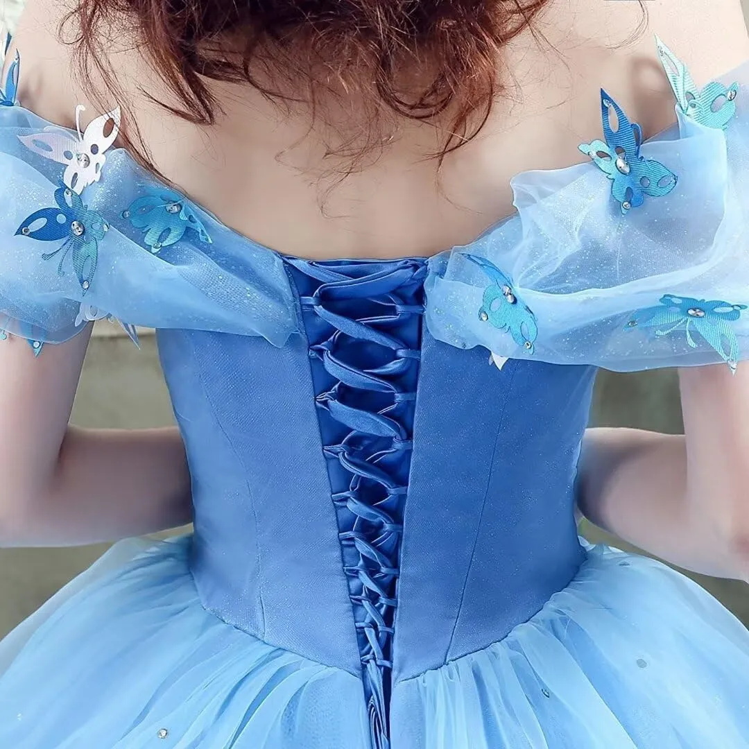 Women's Off Shoulder Fairy Prom Gown Cinderella Tulle Formal Evening Party Gowns Sweet 15 16