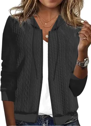 Women's Oversized Zip Up Hoodies Sweatshirts Sweater Casual Fall Winter Drawstring Jackets Cardigan