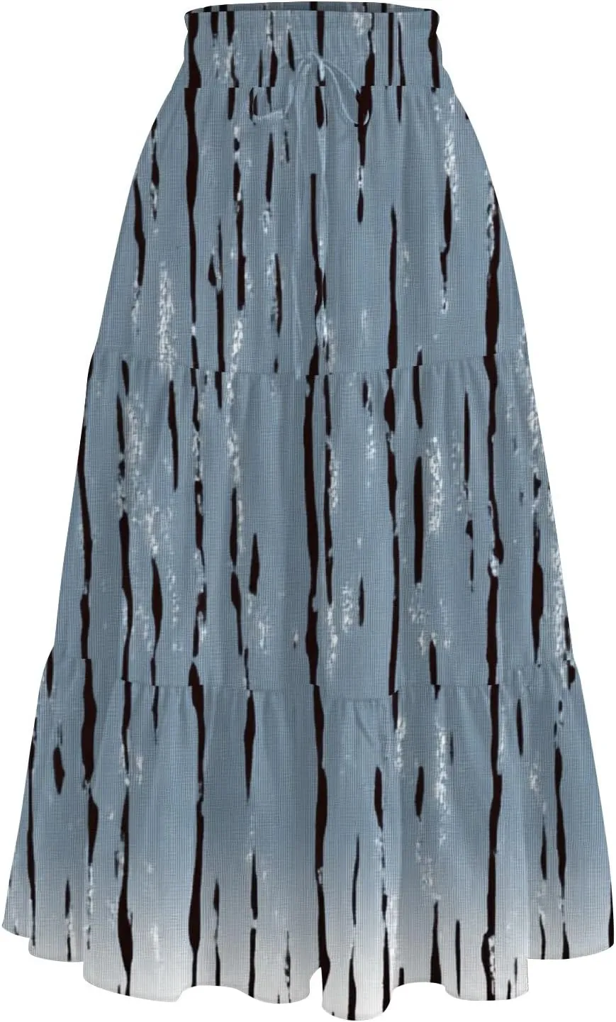 Women's Skirt 's 2025 Bohemian Ditzy Floral Printed Stretch Waist Midi Legth Skirt with Pockets, S-2XL