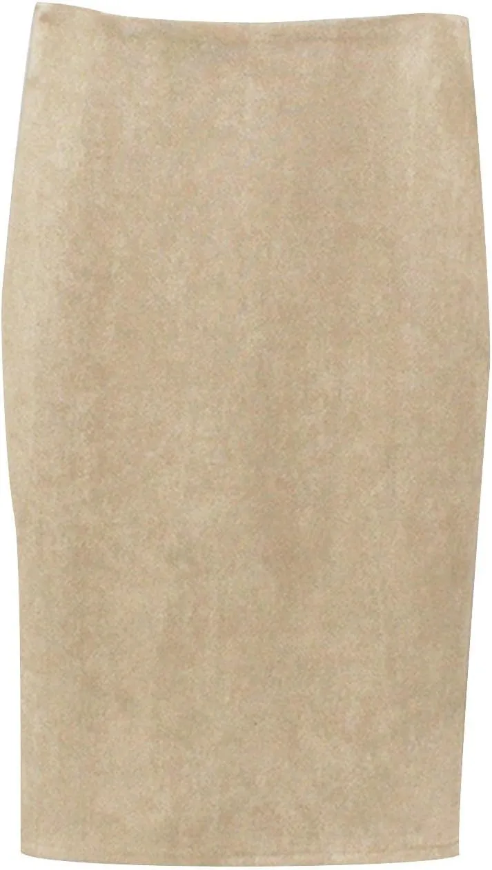 Women's Skirt Solid Color High Waisted Soft Smooth Lightweight Sexy Work Office Skirts Warp Pure Skirt for Party