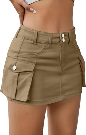 Women's Summer Casual Sexy Mini Skirt Y2K High Waist Solid Denim