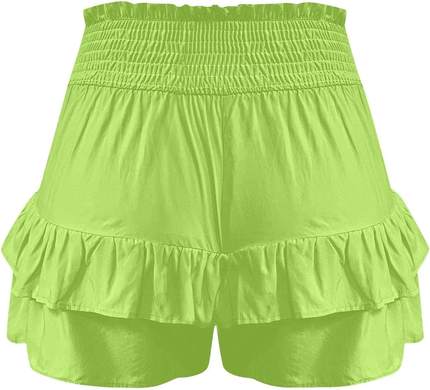 Women's Summer Cute Stretch Waist Solid Smocked Tiered Ruffle Swing Beach Mini Skirt 2025, S-2XL