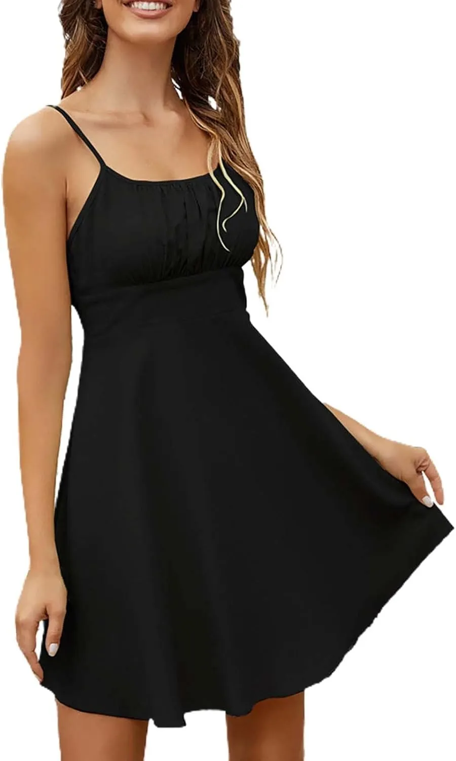 Women's Summer Floral Sun Dress Sleeveless Halter Neck Flowy Ruffle Hem Short Boho Mini Dresses Wedding Guest with Belt