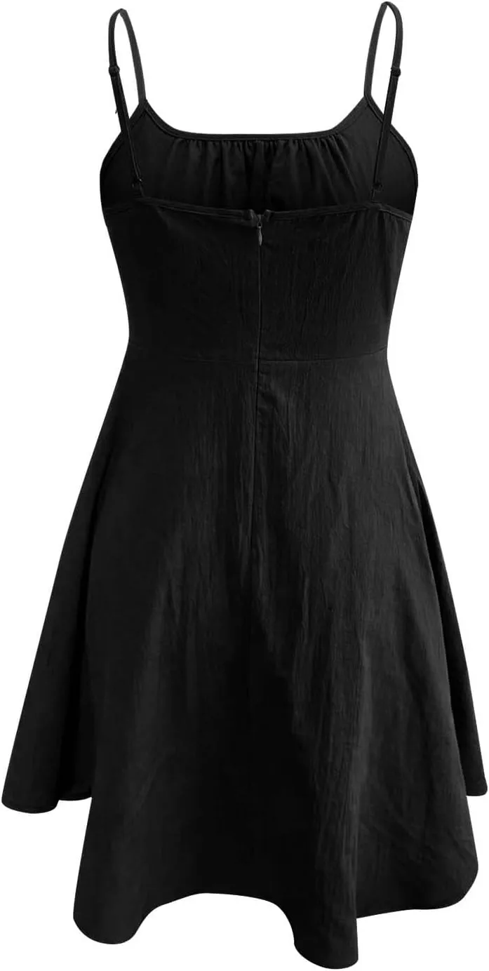 Women's Summer Floral Sun Dress Sleeveless Halter Neck Flowy Ruffle Hem Short Boho Mini Dresses Wedding Guest with Belt