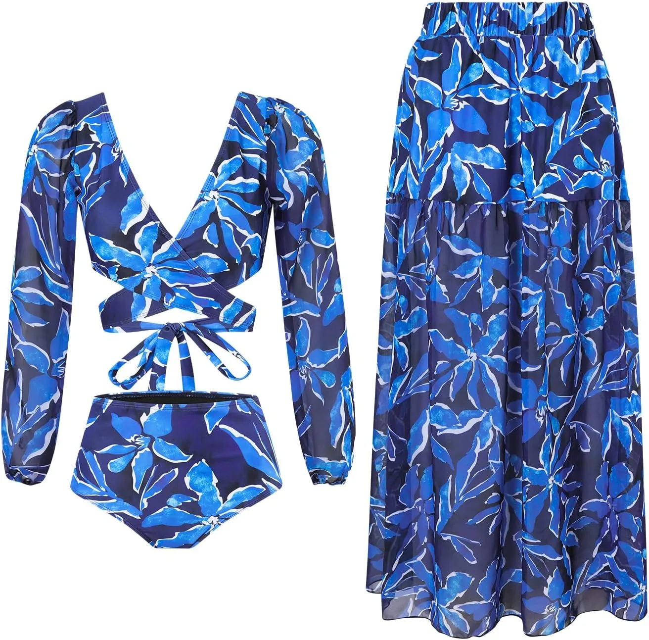 Women's Tankini Sets with Coverups - Swimsuit with Cover Up Set - 3 Piece Bathing Suit Set