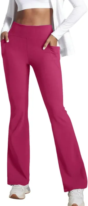 Womens Yoga Pants Pockets High Waist Workout Pants Casual Trousers Knee Length Yoga Pants