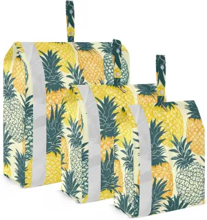 Yellow Pineapples Fruit Packing Cubes for Travel 3 Set Travel Compression Bags Luggage Organizer Bags for Travel Accessories