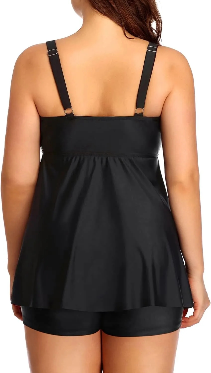 Yonique Two Piece Plus Size Tankini Swimsuits for Women Flowy Bathing Suits with Shorts Tummy Control Swimwear