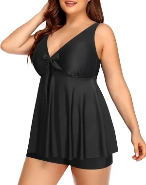 Yonique Two Piece Plus Size Tankini Swimsuits for Women Flowy Bathing Suits with Shorts Tummy Control Swimwear
